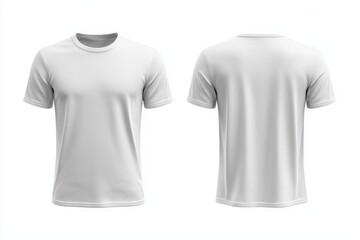 Classic white crew neck t-shirt front and back view isolated