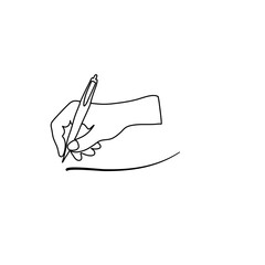 Hand holding pen and writing
