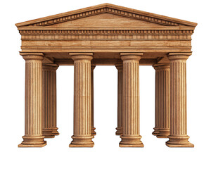 Ancient temple structure with classical columns and pediment, showcasing architectural beauty and historical significance. Ideal for educational and artistic projects