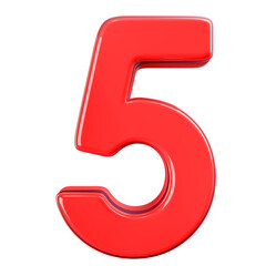 3D Red Number 5