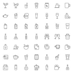 Collection of Beverages set. Drink symbol modern, simple, vector, icon for website design, mobile app, ui. Vector Illustration