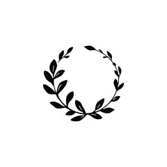 wreath  icon Minimalist Laurel Wreath Vector: Classic Black and White Symbol of Victory and Honor