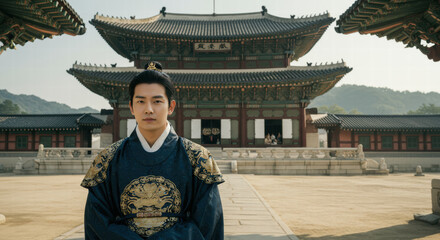 A Korean man wearing traditional Korean clothes