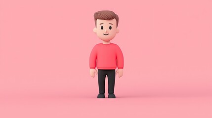 Happy man, 3D render, pink background, website avatar