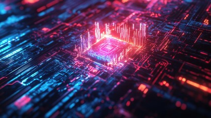 Obraz premium Quantum Core Glowing under Dynamic Light Streams