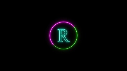 Glowing letter R radiates creativity and modern style, adding vibrance and boldness to typography.