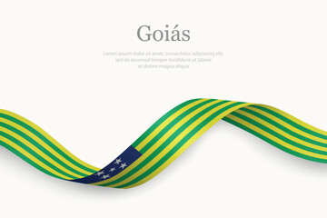 Goias flag on Waving ribbon. State of Brazil