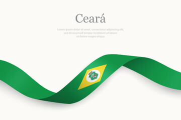 Ceara flag on Waving ribbon. State of Brazil