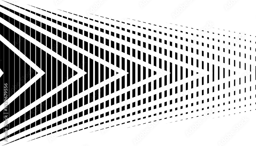 Poster black and white smooth transition of sharp arrows pattern. modern technology background. vector form