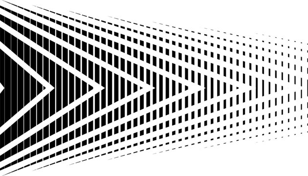 Black and white smooth transition of sharp arrows pattern. Modern technology background. Vector Format Illustration. 