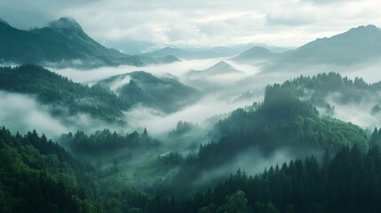 Serene Misty Mountain Landscape View for Creative Projects