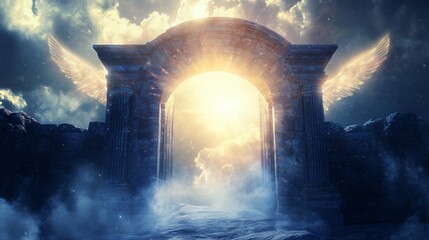 Divine Angelic Rays of Light at Mystic Magic Gate for Spiritual Design Projects