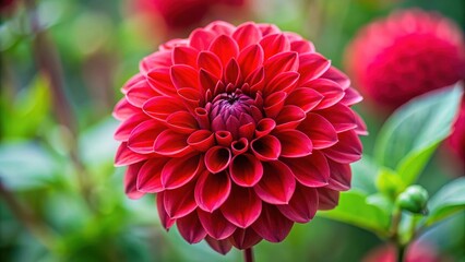 Close-up of a single red dahlia flower with its delicate petals and intricate details , bloom, plant,  bloom, plant