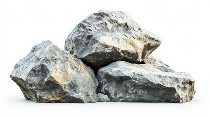 Isolated Natural Mountain Rock on White Background - Professional Stock Photo