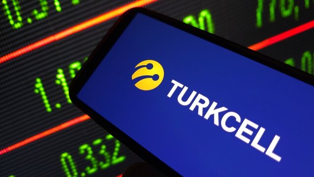 Konskie, Poland - March 11, 2025: Turkcell company logo displayed on mobile phone