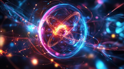 Obraz premium Quantum System Illuminated by Holographic Circuits