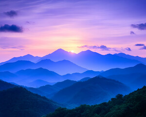 Fototapeta premium Serene mountain range at sunrise