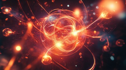 Fototapeta premium Quantum System Glowing with Intricate Qubits and Light