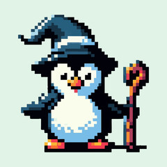 Obraz premium A penguin in pixel art style. Vector graphics. EPS.