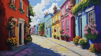 Fototapeta premium Kinsale Street: Colorful Old Town Architecture in Cork, Ireland