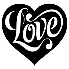 Stylized Love Heart Typography Vector design.