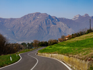 Fototapeta premium Landscape along the road to Colle Brianza, Italy