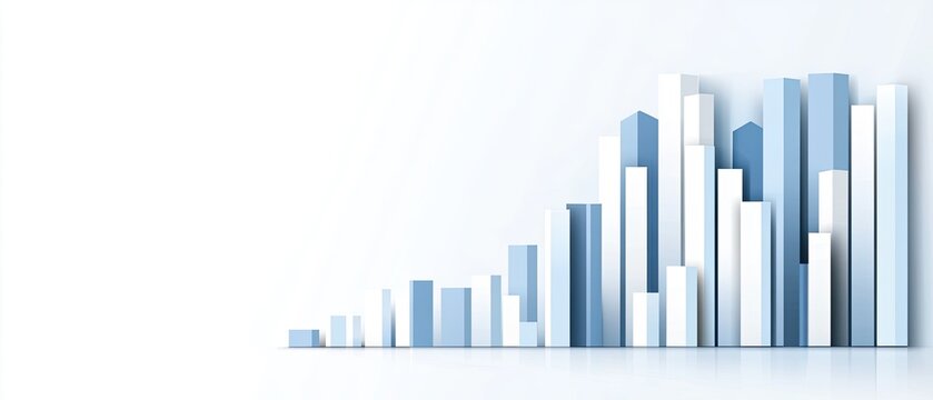 Abstract Growth Chart:  Visualizing upward trend, progress and success using 3D bar chart design.