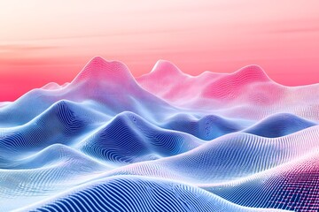 Abstract Pink and Blue Wave Landscape