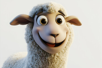 Sheep appearing playful and full of life against a fresh white backdrop.