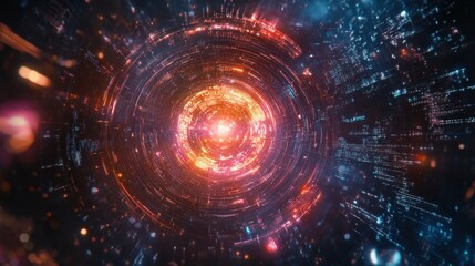 Holographic Quantum Interface Glowing with Intricate Patterns