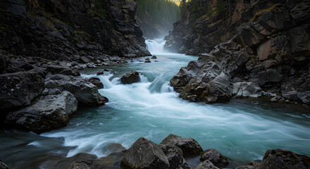 waterfall in the mountains