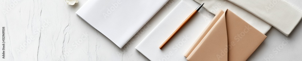 Aufkleber minimalist financial planning neutral-toned professional consultation workspace with elegant documen
