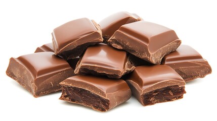 Naklejka premium Chocolate pieces pile for food ads, dessert uses