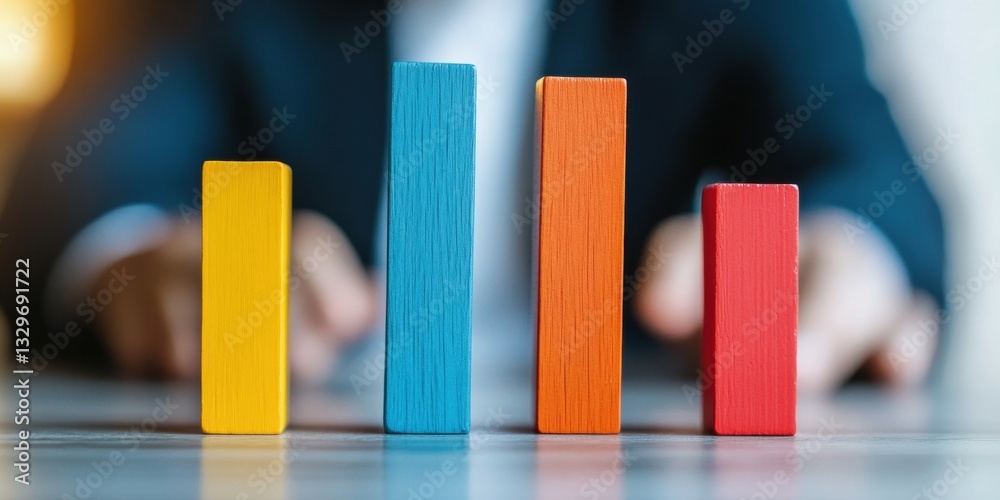 Aufkleber minimalist business performance visualization vibrant color-coded progress bars revealing strategic 