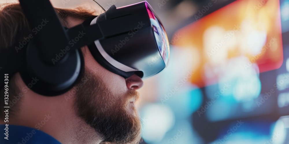 Poster Immersive Tech Pioneers Gen Z Professional Exploring Virtual Reality Workspace with High-Performance VR Headset in Next-Generation Digital Collaboration Environment