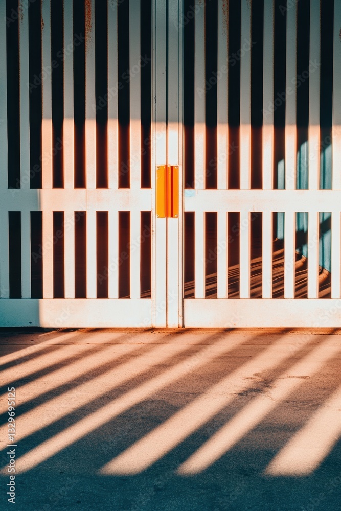 Leinwandbilder minimalist industrial security gate advanced access control with dynamic shadow interaction, showcas