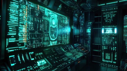 Fototapeta premium Close-up of holographic circuits in futuristic quantum dimension
