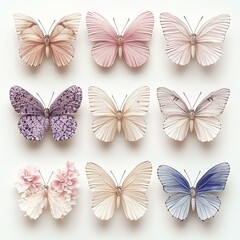 artistic butterfly A captivating collection of beautifully illustrated butterflies, showcasing various species in delicate colors and intricate patterns, perfect for nature lovers.