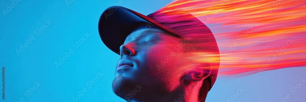 Poster Dynamic Motion Tech Portrait Immersive Neon Kinetic Performance Visualization with AI-Enhanced Visual Dynamics for Next-Gen Creative Branding