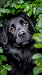  newfoundland peeking into bush