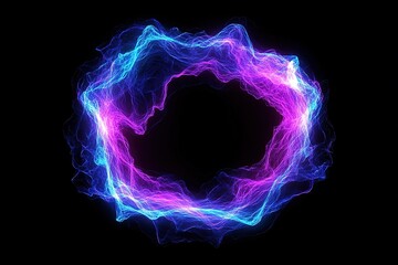 Abstract Neon Circular Energy Flow Glowing Blue Purple Plasma Ring Background