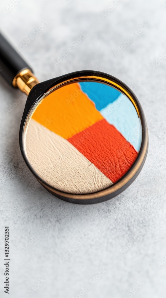 Aufkleber minimalist color block magnifying glass vibrant design innovation meets sleek professional analytics