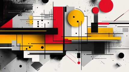 Obraz premium Abstract Geometric Composition with Red, Yellow, and Black Shapes