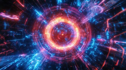Quantum Processor Glowing Under Intricate Data Projection