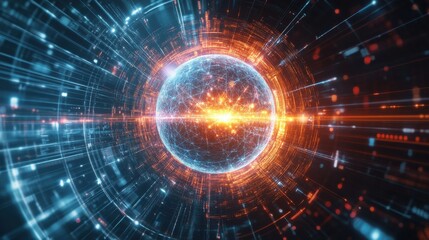 Obraz premium Futuristic Quantum Energy Core Emitting Holographic