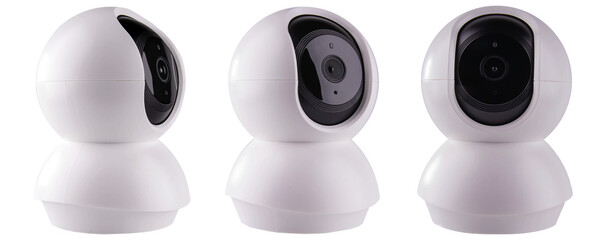 Cctv security camera isolated on white, transparent background. png file