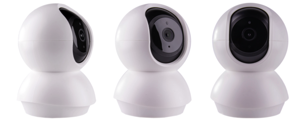 Cctv security camera isolated on white, transparent background. png file