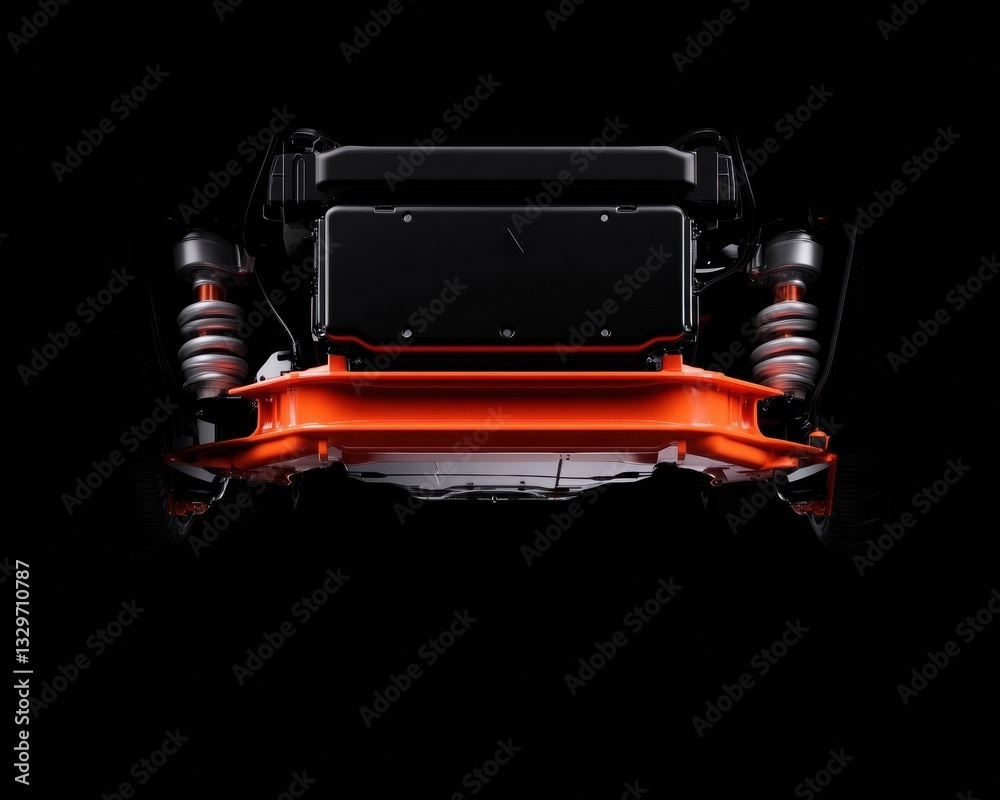 Poster future mobility engineering high-performance electric vehicle chassis design revealing cutting-edge 