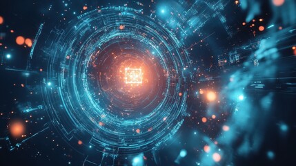 Obraz premium Ai-powered Quantum Satellite Transmitting Encrypted.