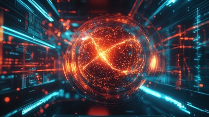 Fototapeta premium Quantum Core with Energy Waves Pulsating in a Lab